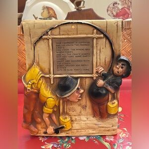 Vintage Wall Plaque with Comical Figures